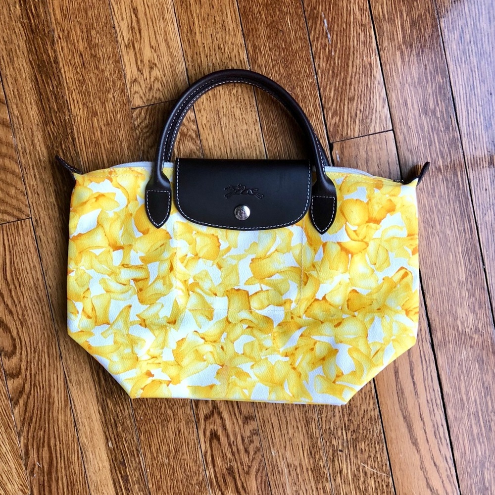 NWOT Longchamp Darshan Floral Small Yellow Tote